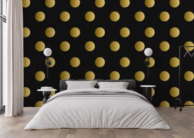 Vector Illustration Of Circle Gold Shiny Pattern and Black Colors Background Wall mural