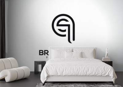 QS SQ Minimal Unique Letter Logo Design. Initial Vector Symbol. Wall mural