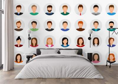 Big set of user avatar. People avatar profile icons. Male and female faces. Men and women portraits. Unknown or anonymous person. Characters collection. Vector illustration. Wall mural