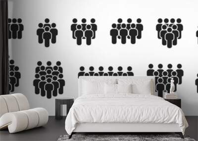 People Icon Set. Crowd icons. Group of people. Team, population, community, friends icons etc. Vector illustration. Wall mural