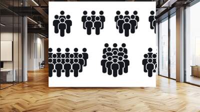 Set of people icons. Group of people. Crowd signs. Person symbol. Community signs. Team, company, citizens and social community. Vector illustration. Wall mural