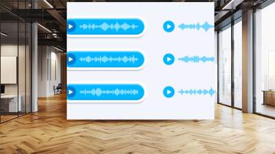 Voice messages set. Voice messages with sound wave for social media chat. Record voice message for phone correspondence. Audio record concept. Vector illustration. Wall mural