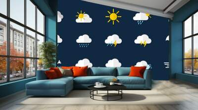 Weather icon set. Weather icons for web. Forecast weather flat symbols. Pictogram vector icons. Wall mural