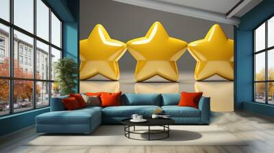 a yellow feedback speech bubble with five stars, in the style of ceramic Wall mural