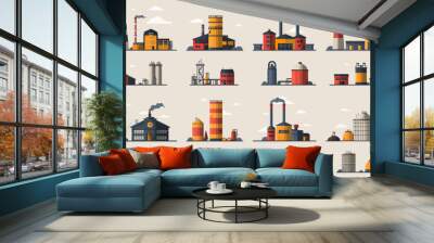 factory icons set Wall mural