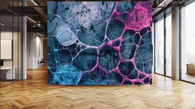 Abstract Art with Pink and Blue Webbed Patterns Wall mural