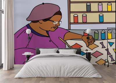 black woman painter doing craft work Wall mural