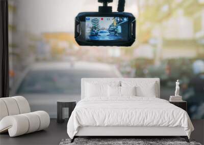 car video recorder on vehicle front Wall mural