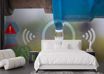 Water leak sensor alert , smart water sensor can automatically shut off a solenoid valve. Wall mural