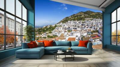 Panorama of the white washed village of Mijas Wall mural