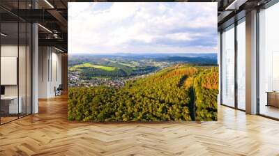 the landscape of the siegerland with the city siegen in the background panorama Wall mural