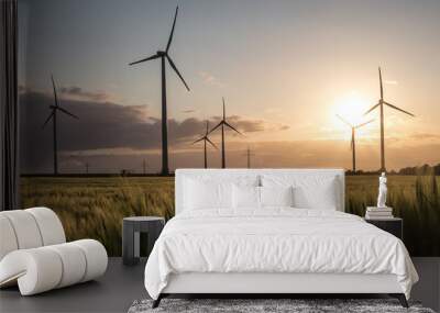 wind turbine farm sundown Wall mural