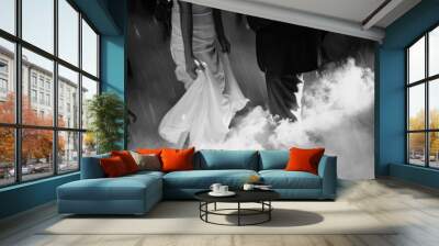 The first dance of the young. The bride and groom are dancing their first dance. Wall mural