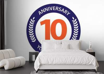 10 Year Anniversary Vector Template Design Illustration Wall mural