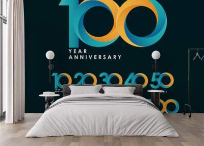 100 Years Anniversary Celebration Full Color Vector Template Design Illustration Wall mural