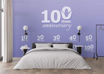 100 Years Anniversary Celebration Number Vector Design Collection Wall mural