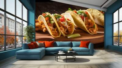 fresh beef taco with sauce generative ai Wall mural