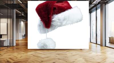 Red Santa Claus Hat on a Transparent Background Wall mural