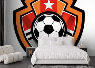 Soccer Team Emblem: A bold and dynamic soccer team emblem featuring a stylized shield, a classic soccer ball, and a star. It's a perfect symbol of passion, competition, and teamwork.   Wall mural