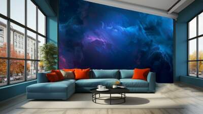 A blue and purple space background with stars and a galaxy Wall mural