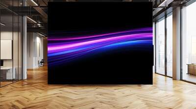 A purple and blue wave with a black background Wall mural