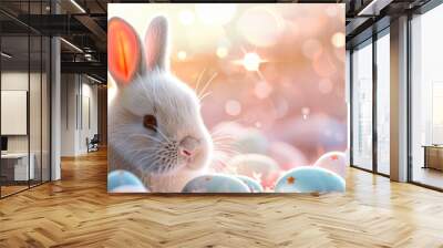 easter bunny and easter eggs Wall mural