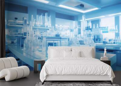 Modern laborstory in blue tone. Wall mural