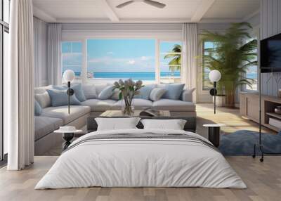 Sea view living room. Wall mural