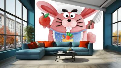 Cartoon rabbit letter A in chef character Wall mural