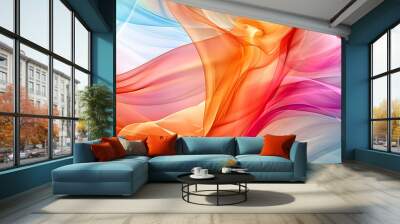 Abstract colorful flowing shapes. Wavy vibrant gradients. Wall mural