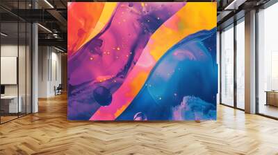 Abstract painting with vibrant colors. The painting is full of energy and movement, and the colors seem to dance on the canvas. Wall mural