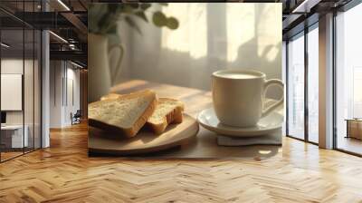 Breakfast: milk, toast Wall mural