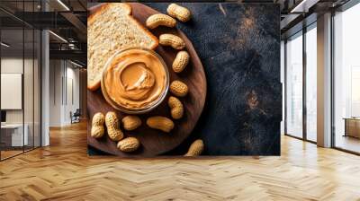 Buttered bread with nut butter: a menu concept. Wall mural