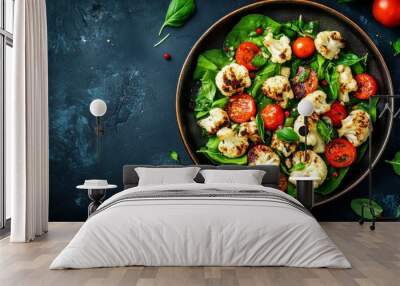 Cauliflower grilled veggies with tomato bruschetta. Wall mural