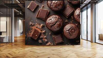 Choco muffins on choco Wall mural