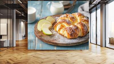 Danish pastry w/ milk & apple Wall mural