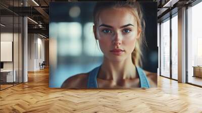 Fit young woman working out indoors. Wall mural