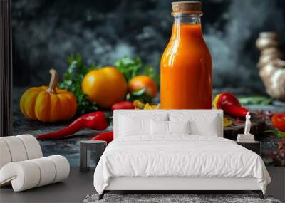 Paprika, bell pepper, pumpkin juice Wall mural