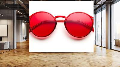 Red sunglasses on white Wall mural