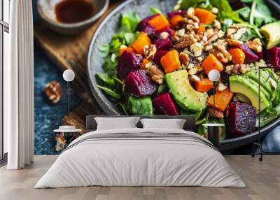 Salad w/ roasted carrots, avo, beets, nuts Wall mural