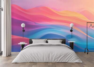 This is a beautiful abstract image of a landscape with rolling hills and a bright sky. Wall mural