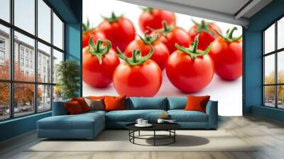 Tomatoes on white background Wall mural