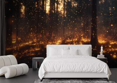 Vacationers witness forest inferno Wall mural