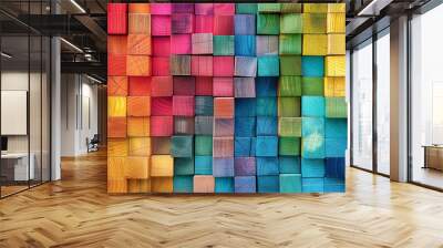 Colorful Wooden Block Wall Art Wall mural