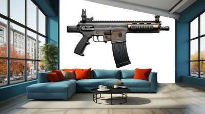 Submachine gun isolated on transparent background Wall mural