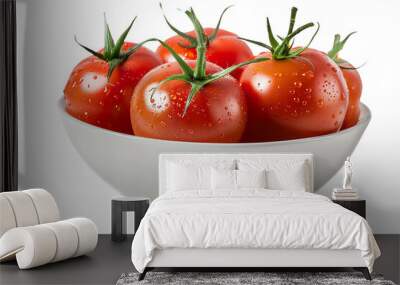 tomatoes in a bowl isolated on transparent background Wall mural