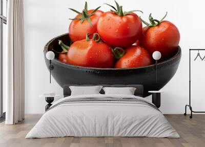 tomatoes in a bowl isolated on transparent background Wall mural