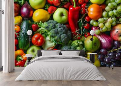 Vibrant and Fresh: A Colorful Display of Fruits and Vegetables Wall mural