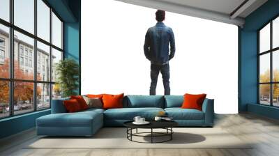 view of a man isolated on transparent background Wall mural