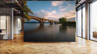 The Columbia–Wrightsville Bridge, officially the Veterans Memorial Bridge, spans the Susquehanna River between Columbia and Wrightsville, Pennsylvania, USA. Wall mural